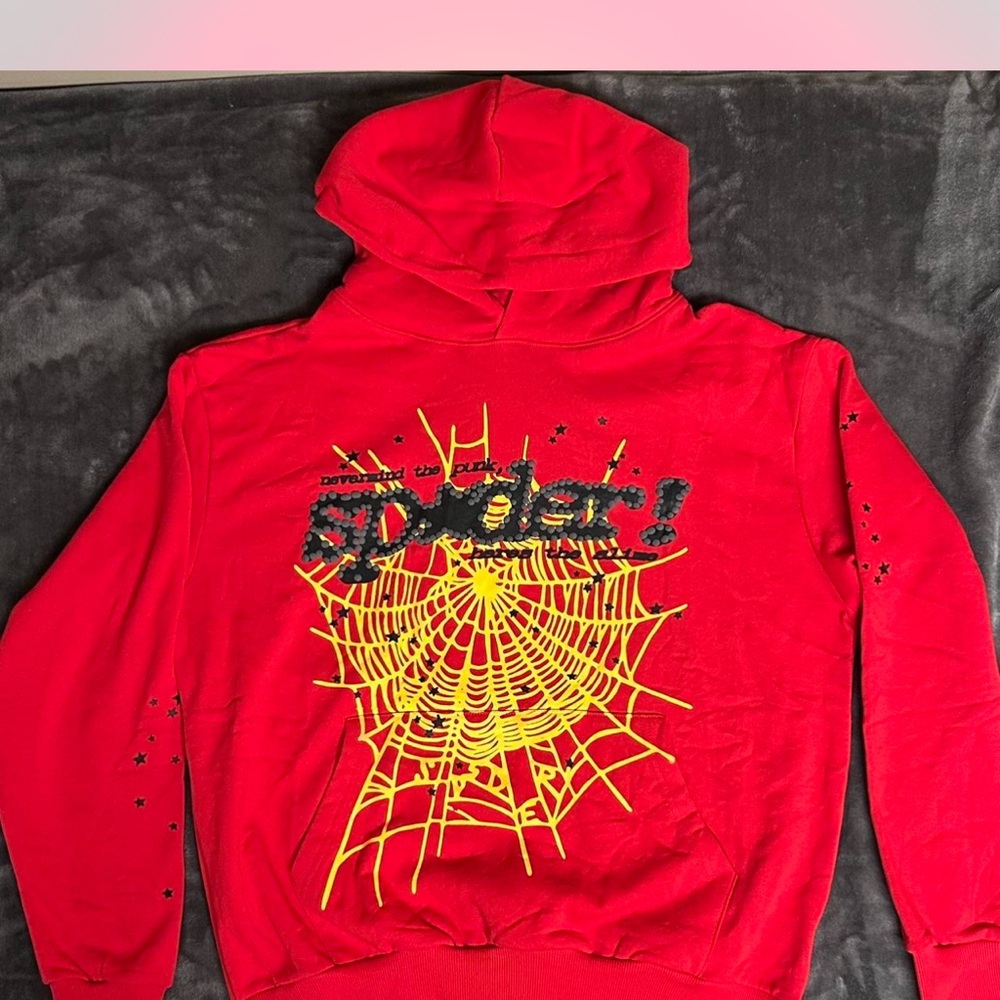 Magenta Red and Yellow Spider Graphic Hoodie